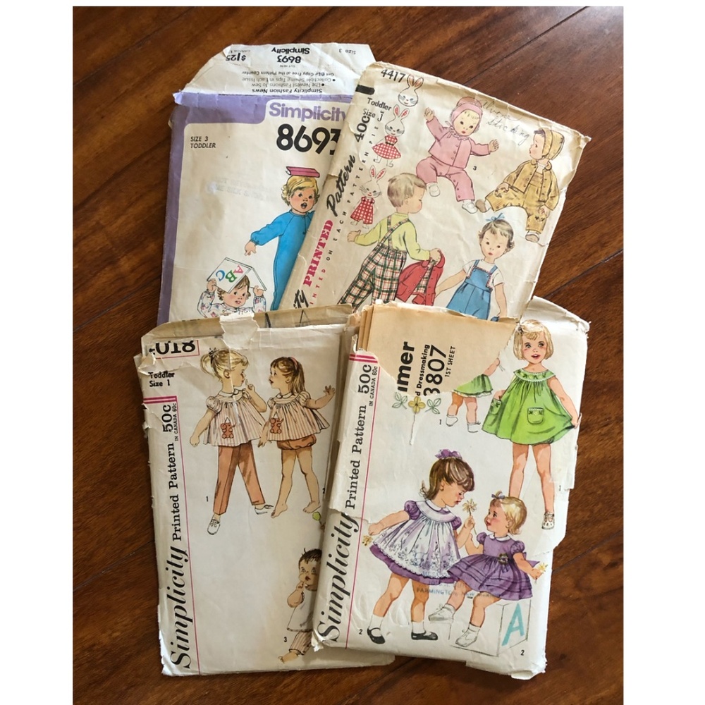 4 Vintage Toddler Pajama / Overall Sewing Patterns